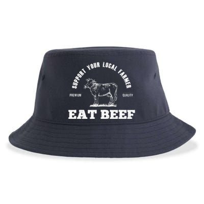 Support Your Local Farmer Eat Beef Farm Farming Gift Sustainable Bucket Hat