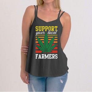 Support Your Local Farmers Cannabis Leaf Weed THC Marijuana Women's Strappy Tank