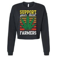 Support Your Local Farmers Cannabis Leaf Weed THC Marijuana Cropped Pullover Crew