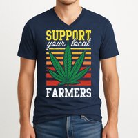 Support Your Local Farmers Cannabis Leaf Weed THC Marijuana V-Neck T-Shirt