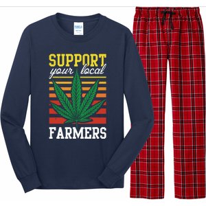 Support Your Local Farmers Cannabis Leaf Weed THC Marijuana Long Sleeve Pajama Set