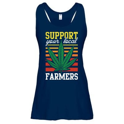 Support Your Local Farmers Cannabis Leaf Weed THC Marijuana Ladies Essential Flowy Tank