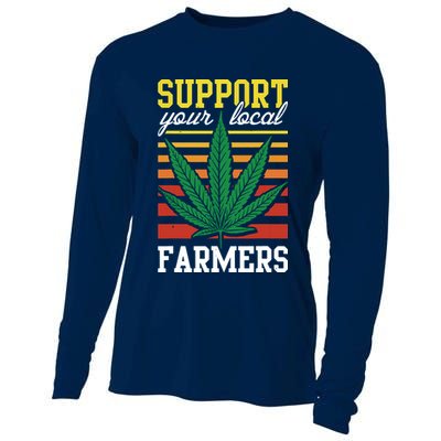 Support Your Local Farmers Cannabis Leaf Weed THC Marijuana Cooling Performance Long Sleeve Crew