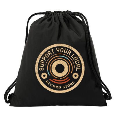 Support Your Local Record Store Drawstring Bag