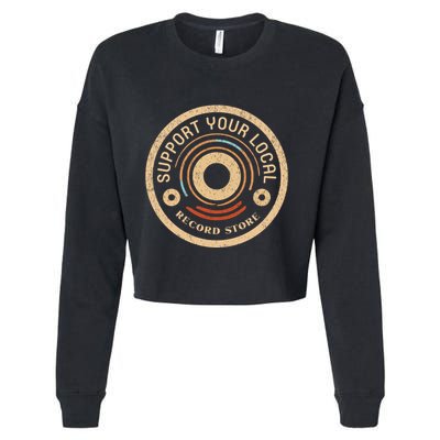 Support Your Local Record Store Cropped Pullover Crew