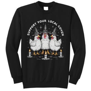 Support Your Local Coven Funny Farm Witch Chicken Halloween Sweatshirt