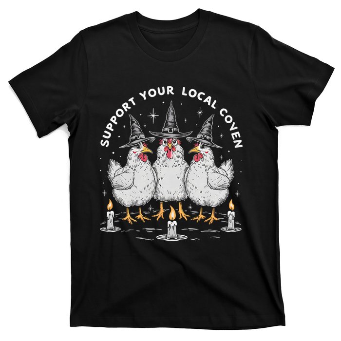 Support Your Local Coven Funny Farm Witch Chicken Halloween T-Shirt