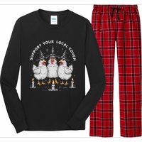 Support Your Local Coven Funny Farm Witch Chicken Halloween Long Sleeve Pajama Set