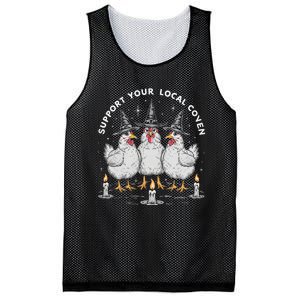 Support Your Local Coven Funny Farm Witch Chicken Halloween Mesh Reversible Basketball Jersey Tank