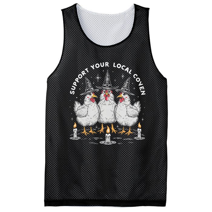 Support Your Local Coven Funny Farm Witch Chicken Halloween Mesh Reversible Basketball Jersey Tank