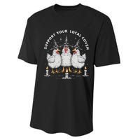 Support Your Local Coven Funny Farm Witch Chicken Halloween Performance Sprint T-Shirt