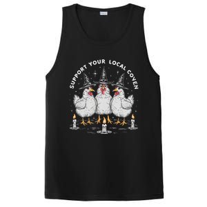 Support Your Local Coven Funny Farm Witch Chicken Halloween PosiCharge Competitor Tank