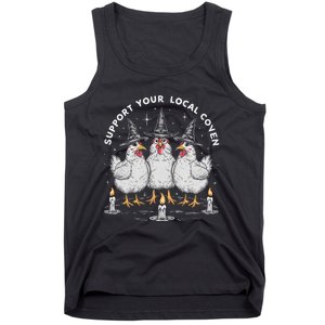 Support Your Local Coven Funny Farm Witch Chicken Halloween Tank Top