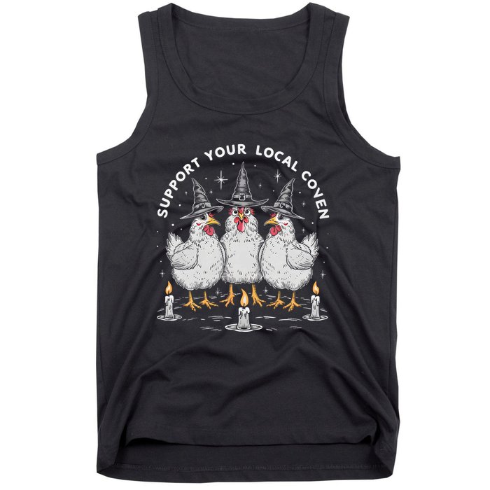 Support Your Local Coven Funny Farm Witch Chicken Halloween Tank Top