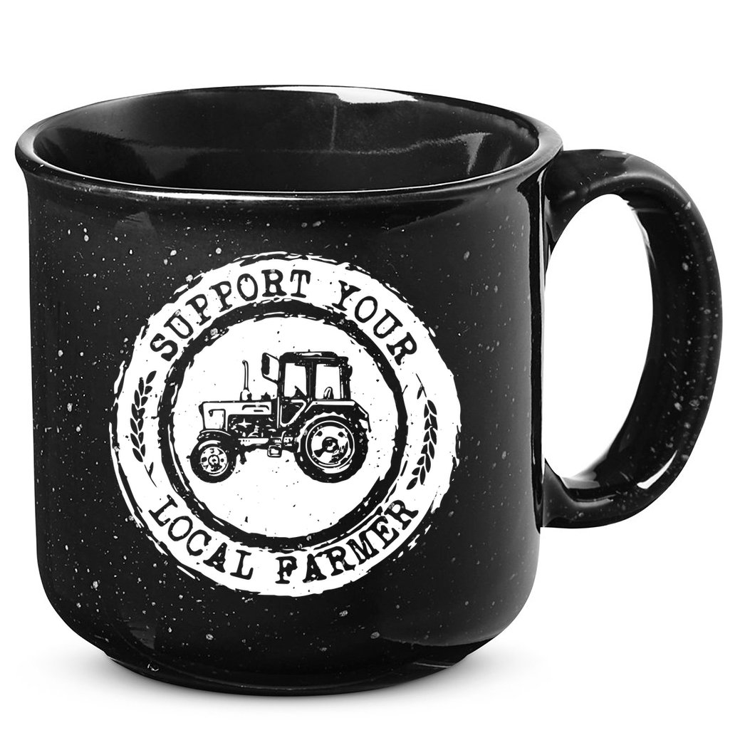 Support Your Local Farmer Letter Print Tractors Farming Gift 15oz Campfire Ceramic Mug