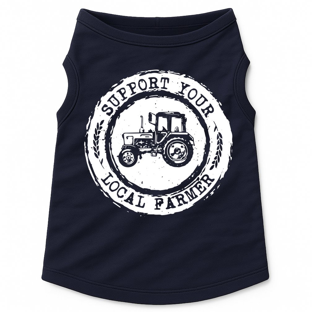 Support Your Local Farmer Letter Print Tractors Farming Gift Doggie Tank