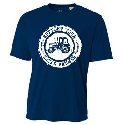 Support Your Local Farmer Letter Print Tractors Farming Gift Cooling Performance Crew T-Shirt