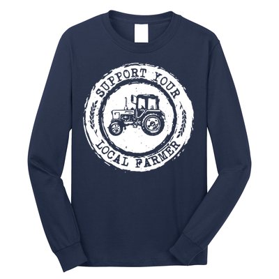 Support Your Local Farmer Letter Print Tractors Farming Gift Long Sleeve Shirt