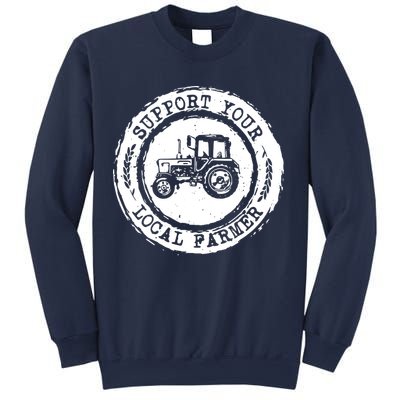 Support Your Local Farmer Letter Print Tractors Farming Gift Sweatshirt