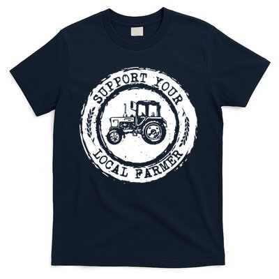Support Your Local Farmer Letter Print Tractors Farming Gift T-Shirt