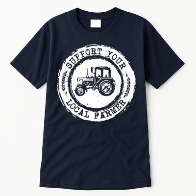 Support Your Local Farmer Letter Print Tractors Farming Gift Tall T-Shirt