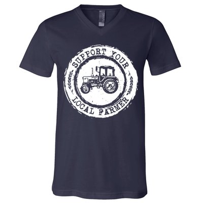 Support Your Local Farmer Letter Print Tractors Farming Gift V-Neck T-Shirt