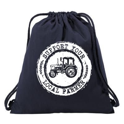 Support Your Local Farmer Letter Print Tractors Farming Gift Drawstring Bag