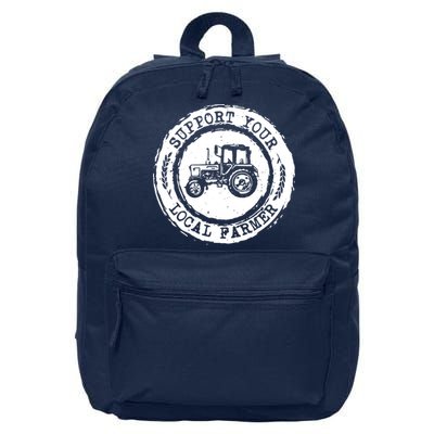 Support Your Local Farmer Letter Print Tractors Farming Gift 16 in Basic Backpack