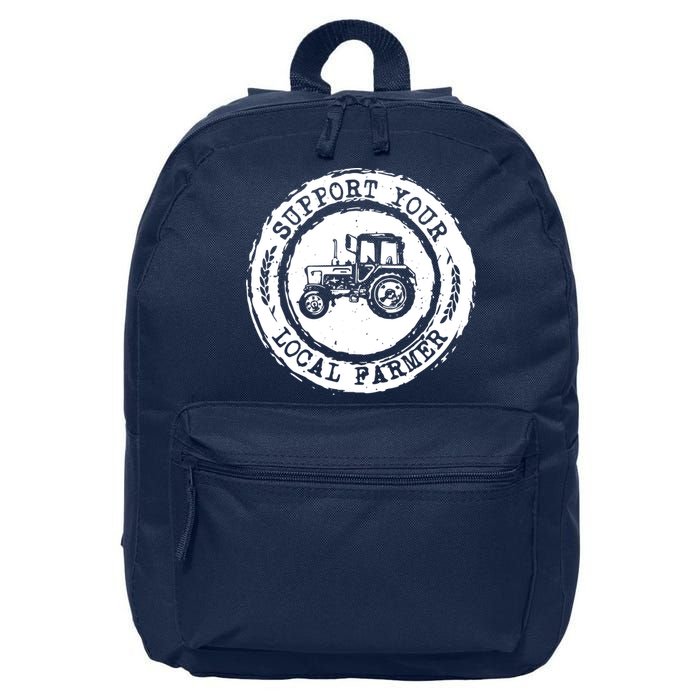 Support Your Local Farmer Letter Print Tractors Farming Gift 16 in Basic Backpack