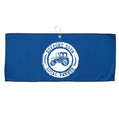 Support Your Local Farmer Letter Print Tractors Farming Gift Large Microfiber Waffle Golf Towel
