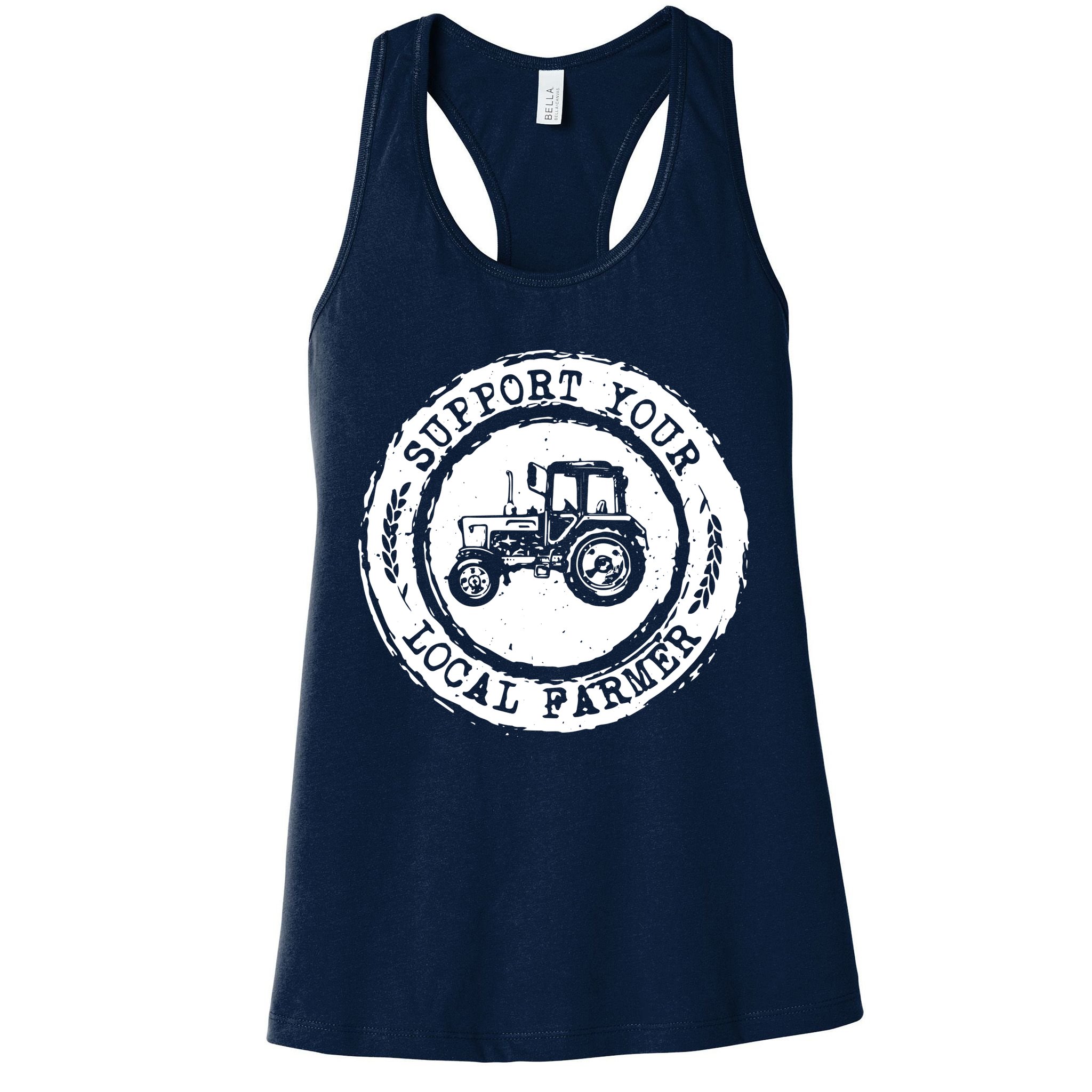 Support Your Local Farmer Letter Print Tractors Farming Gift Womens Tank Top