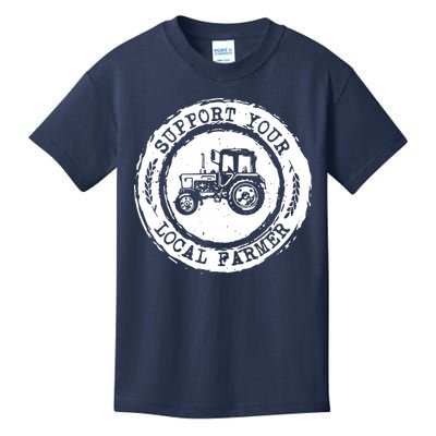 Support Your Local Farmer Letter Print Tractors Farming Gift Kids T-Shirt