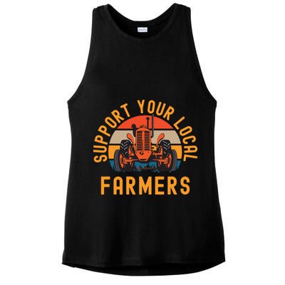 Support Your Local Farmers Farm And Ranch Life Tractor Ladies PosiCharge Tri-Blend Wicking Tank