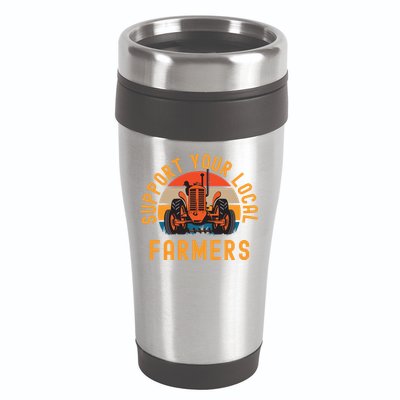 Support Your Local Farmers Farm And Ranch Life Tractor 16oz Travel Tumbler