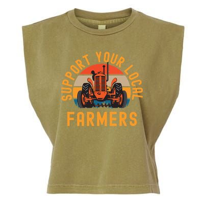 Support Your Local Farmers Farm And Ranch Life Tractor Garment-Dyed Women's Muscle Tee