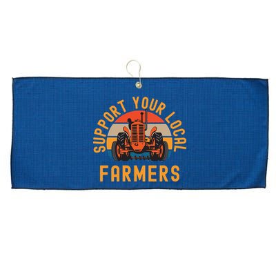Support Your Local Farmers Farm And Ranch Life Tractor Large Microfiber Waffle Golf Towel
