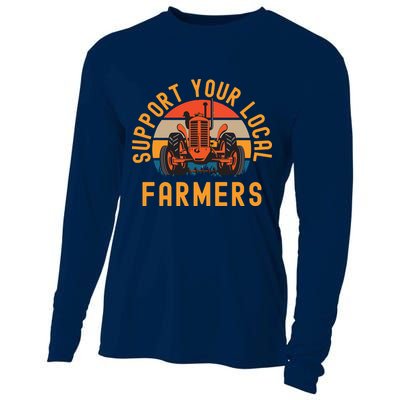 Support Your Local Farmers Farm And Ranch Life Tractor Cooling Performance Long Sleeve Crew