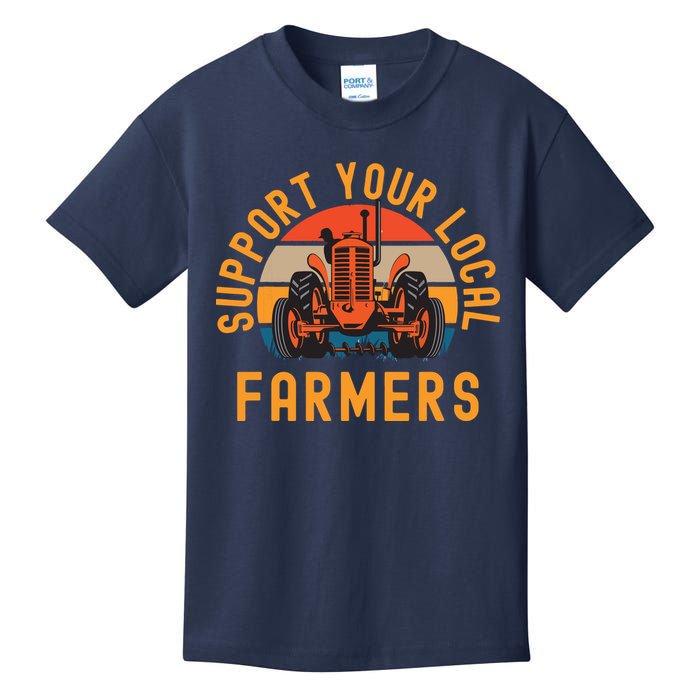 Support Your Local Farmers Farm And Ranch Life Tractor Kids T-Shirt