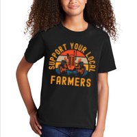 Support Your Local Farmers Farm And Ranch Life Tractor Kids T-Shirt