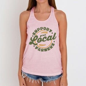 Support Your Local Farmers Farming Rancher Farmer Women's Knotted Racerback Tank