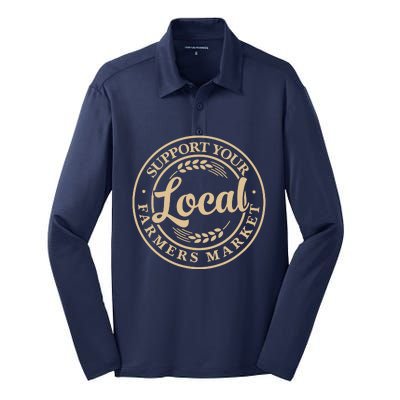 Support Your Local Farmers Market Design Silk Touch Performance Long Sleeve Polo