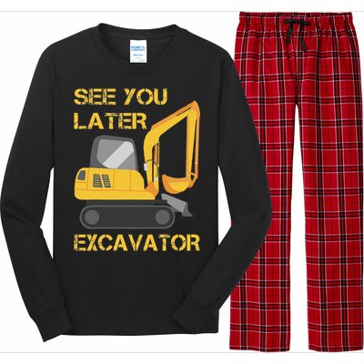 See You Later Excavator Long Sleeve Pajama Set