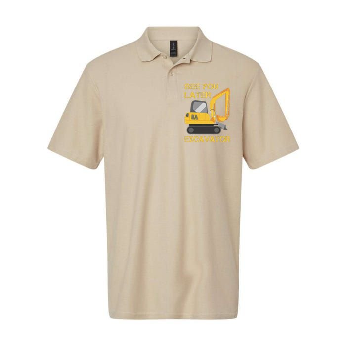 See You Later Excavator Softstyle Adult Sport Polo