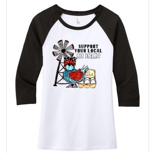 Support Your Local Egg Dealers Women's Tri-Blend 3/4-Sleeve Raglan Shirt