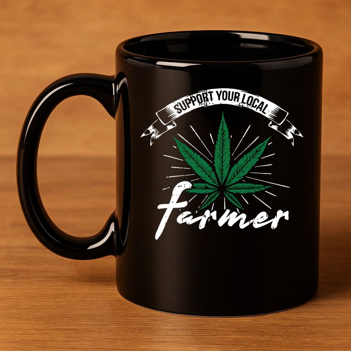 Support Your Local Weed Farmer Funny Cannabis Marijuana Gift 11oz C Handle Ceramic Mug