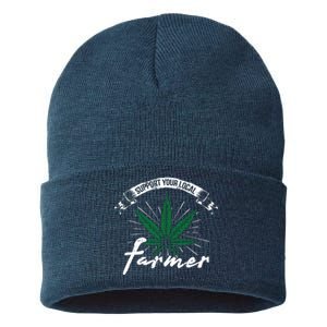 Support Your Local Weed Farmer Funny Cannabis Marijuana Gift Sustainable Knit Beanie