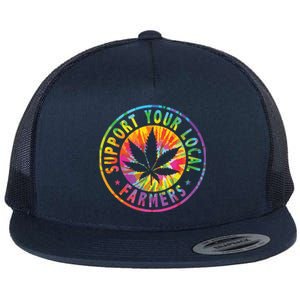 Support Your Local Weed Farmers Cannabis Marijuana Grower Flat Bill Trucker Hat