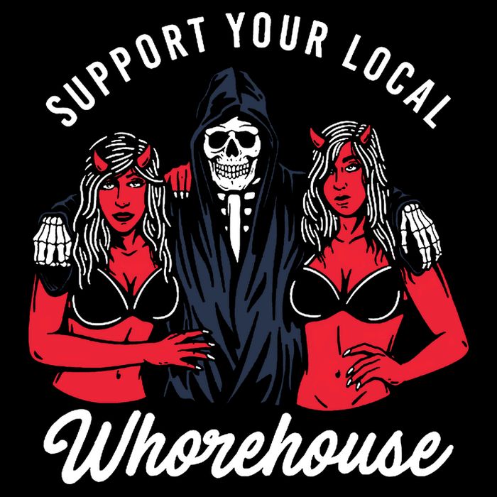 Support Your Local Whorehouse Funny Meme 7-Panel Snapback Hat