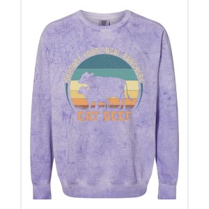 Support Your Local Ranchers Eat Beef Colorblast Crewneck Sweatshirt