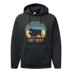 Support Your Local Ranchers Eat Beef Performance Fleece Hoodie